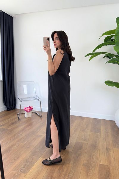 BİRCANÇİL Md Hesinla Black Rose Detailed Tensl Dress