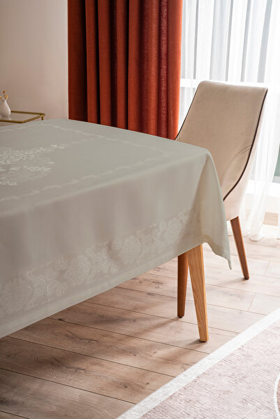 NEEA HOME لوح جامبو بدون مشكلات - مفرش طاولة بيج، جاكار وقابل للمسح