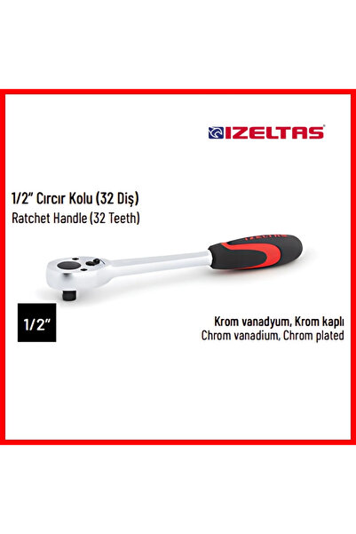 İzeltaş İzeltaş Ratchet Handle, 1/2 Inch 250mm, 32 Teeth, Durable and Precise Control