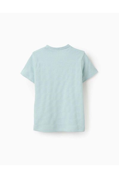 Ziddy Cotton Striped Texture T-shirt for Boys, Aqua Green