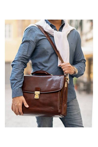 FASHION Servieta Barbati Pentru Laptop Din Piele Naturala Vachetta, S163