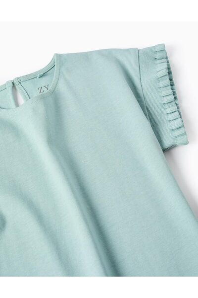 Ziddy Cotton Kimono Sleeve T-shirt for Girls, Aqua Green