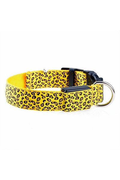 OEM LED collar for dogs and cats, leopard pattern, 40 cm, size M, yellow