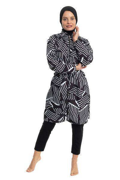 LEOMA Fully Covered Water Repellent Quick Drying Zippered Hijab Swimsuit