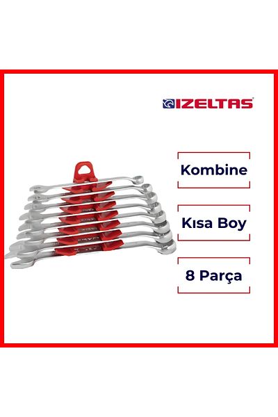 İzeltaş İzeltaş Combined Key Set, 8 Pieces, Short Size, Durable Steel