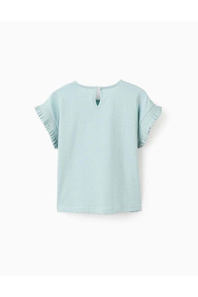 Ziddy Cotton Kimono Sleeve T-shirt for Girls, Aqua Green