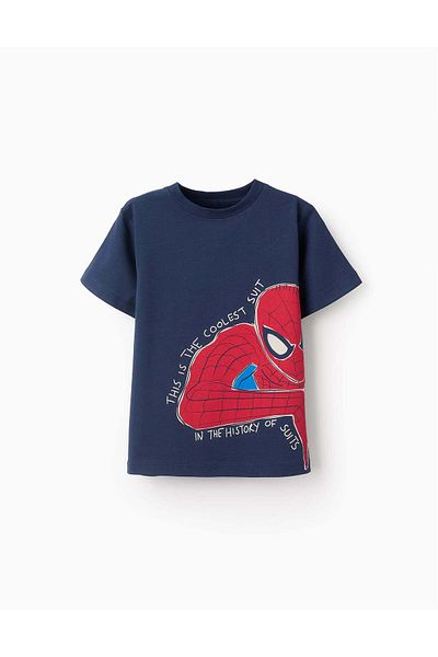 Ziddy Cotton T-shirt for Boys 'Spider-Man', Dark Blue