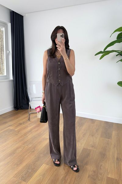 BİRCANÇİL Md Jensan Plum Tensl Vest Pants Set
