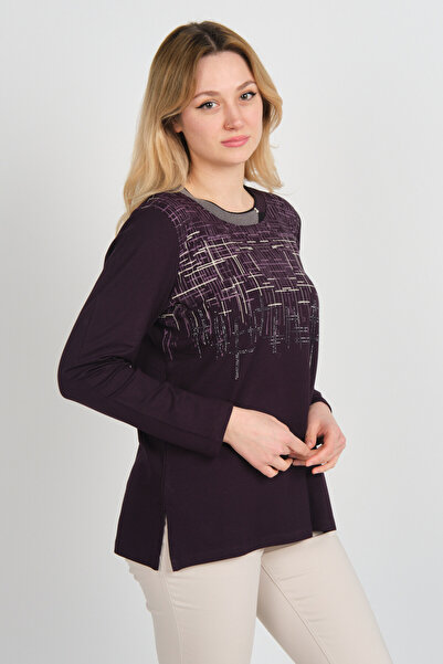 Detay Triko Жіноча блуза з довгими рукавами, розрізом з боків і детальним віз...