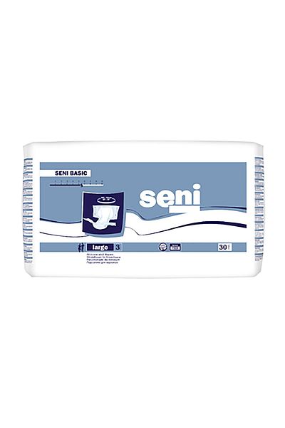 Seni Basic Adult Diapers, L, 30 Pcs