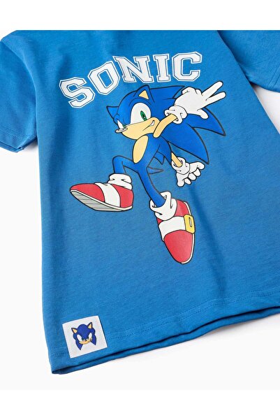 Ziddy Cotton T-shirt for Boys 'Sonic', Blue