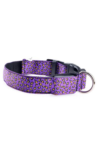 OEM LED collar for dogs and cats, leopard pattern, 58 cm, size L, purple