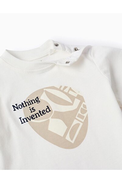 Ziddy Cotton T-shirt for Baby Boys 'Nothing is Invented', White