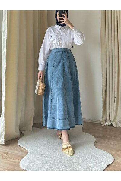 Suede Style 8806 - Rahat Şık Kadın Kot Etek