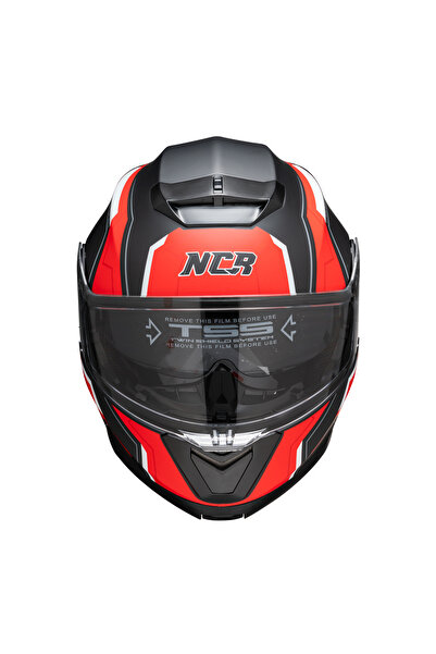 NCR Stars Çene Açılır Kırmızı Kask (Ece Belgeli)