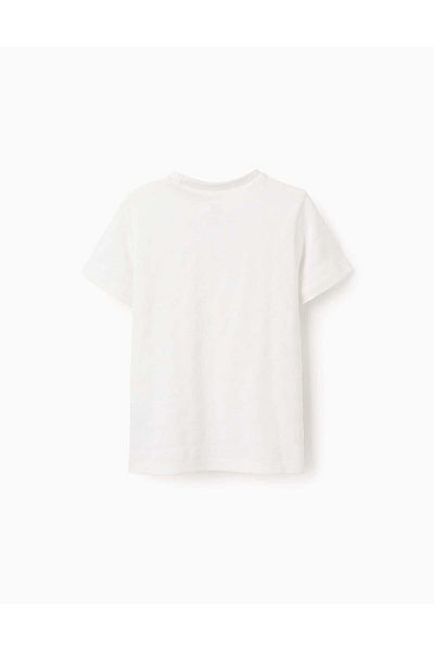 Ziddy Cotton Striped Texture T-shirt for Boys, White
