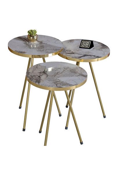 Golden Bark 3 Piece Side Tables For Coffee And Tea Suitable For Office And Bedroom