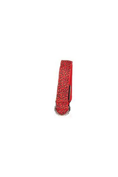 OEM LED collar for dogs and cats, leopard pattern, 58 cm, size L, red