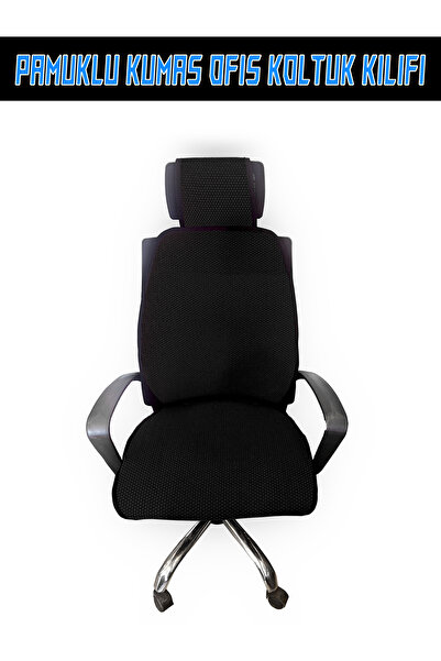 KONFORUM Ofis Koltuk Kılıfı Koltuk Örtüsü Pamuklu Terletmez Kumaş Siyah