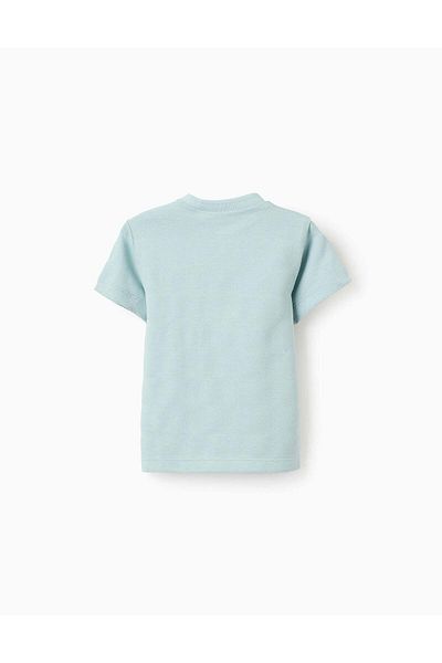 Ziddy Cotton Striped Texture T-shirt for Baby Boys, Aqua Green