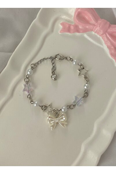 bettymettys Hologramlı Yıldız Fiyonklu y2k Coquette Fairycore Bileklik