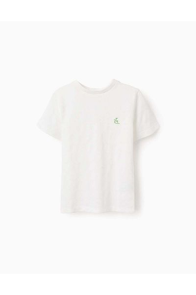 Ziddy Cotton Striped Texture T-shirt for Boys, White
