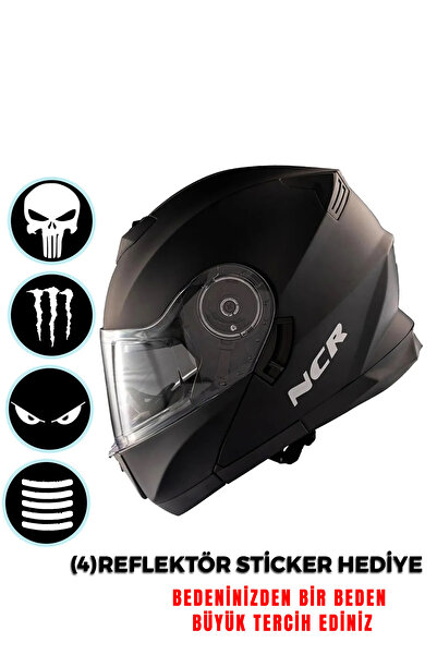 NCR Stars Çene Açılır Mat Siyah Kask(Ece Belgeli)