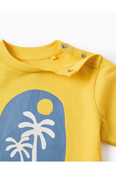 Ziddy Pack of 2 Cotton T-shirts for Baby Boys 'Sundream', Grey/Yellow