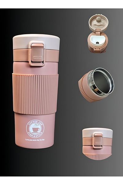 Biki Travel Coffee Mug - Stainless Steel Thermal Cup, 350ml (Pink)