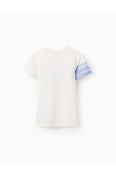 Ziddy Cotton T-shirt with Pocket for Boys, White