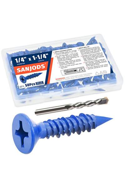 Choice4 1-4 × 1-1-4 3/16 بوصة أو 1/4 بوصة مرساة برغي خرساني، براغي زرقاء ذات ...