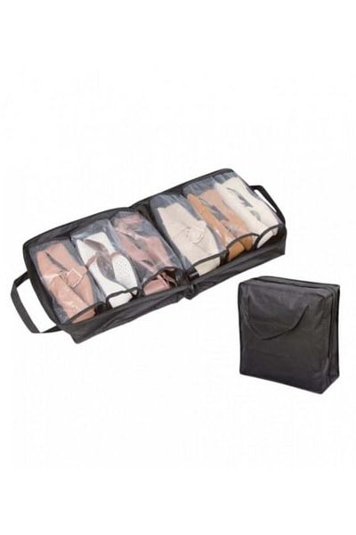 OEM Shoe storage bag for 6 pairs, black, 35 x 37 x 16 cm