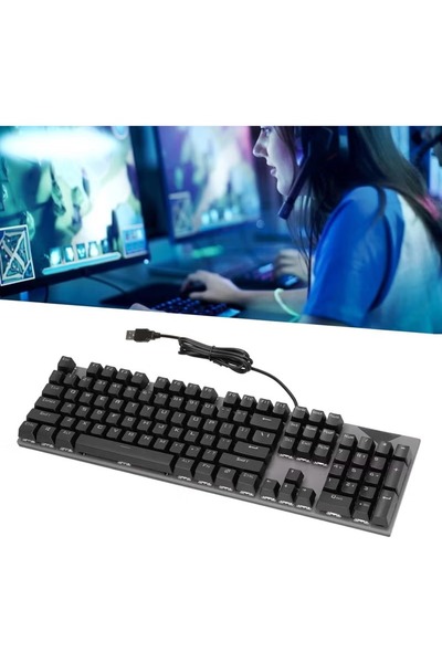 rexa لوحة مفاتيح ألعاب ميكانيكية، لوحة مفاتيح USB مريحة باللون الأسود