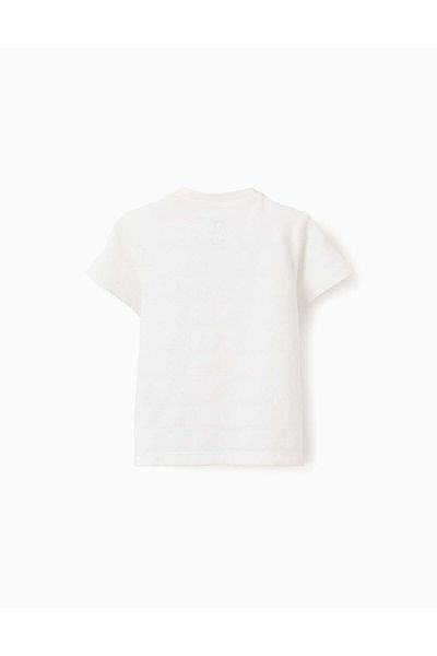 Ziddy Cotton Striped Texture T-shirt for Baby Boys, White