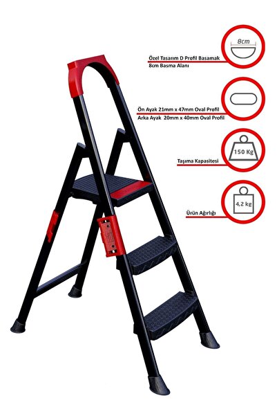 ERTEKPA Anka Plus 2+1 Basamaklı Metal Merdiven