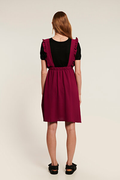 LYN MAMA SCARLETT Άνετη Claret Κόκκινη Σαλοπέτ Φούστα εγκυμοσύνης με λουράκια