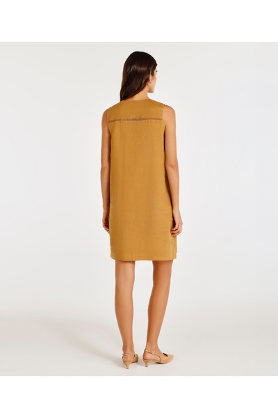 Yargıcı V Yaka Kolsuz Diz Üstü Elbise