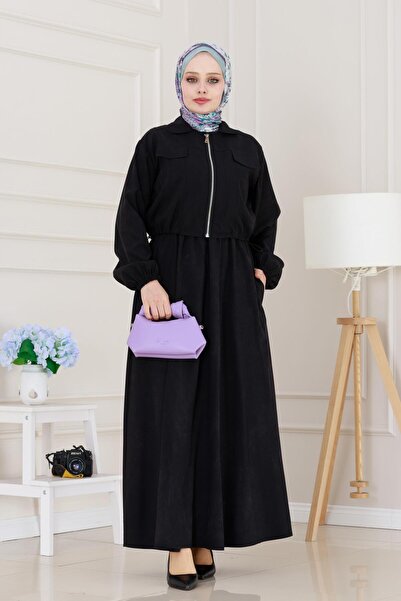 Sevitli Cepken Detailed Zippered Dress Suit-Black