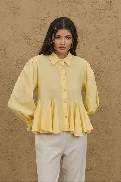 Fahhar Bürümcük Godeli Shirt Yellow