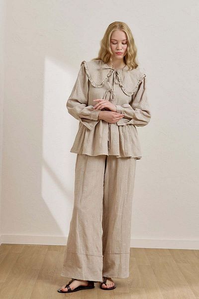 Ceylan Otantik Παντελόνι διπλού ποδιού Mink Scalloped Muslin