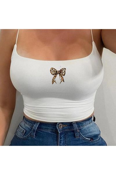 Touz Moda Μπουστάκι με κορδέλα με λεοπάρ μοτίβο