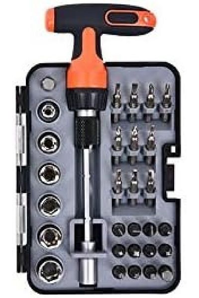 Tactix T-Handle Ratchet Multi-Bit Screwdriver Set, 43Pc.