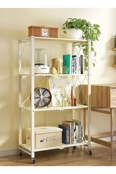 Generic 4-Shelf Metal Wire Multi-Shelf Foldable Storage Rack for Garage/Kitchen/Home/Closet, White