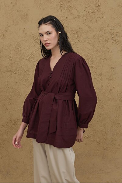 Fahhar Ribbed Shirt Burgundy