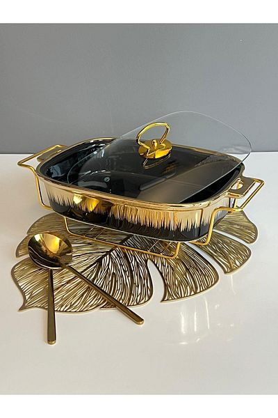 ROSSEV Black Gold Heated Rectangular Pot