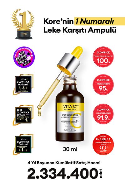 Missha Anti-Blemish Vitamin C Ampoule That Provides a Tight Look 30ml Vita C Plus Spot Correcting & Firming Ampoule