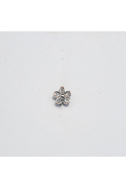 Piercing by Sever Çiçek Çelik Piercing… Gümüş/Silver Renkli ve Şeffaf Taşlı (TRAGUS HELIX CONCH FLAT)