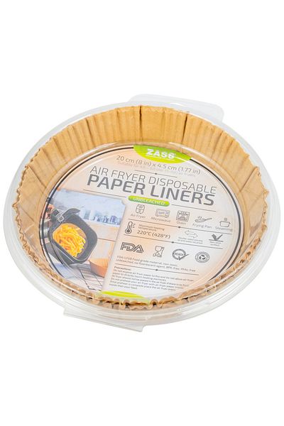 Zass Set de 100 de bucăți de hârtie de copt pentru Airfryer ZPL 02, 20 cm, formă rotundă, maro