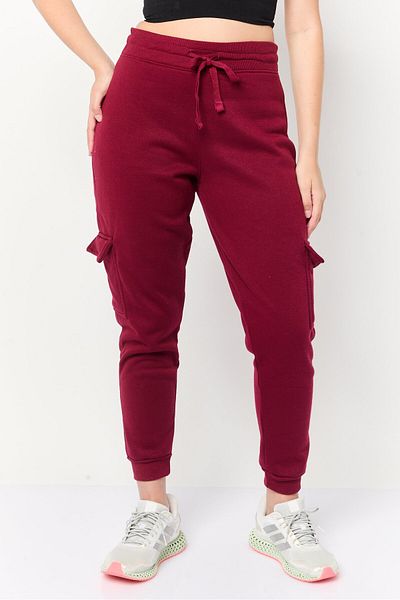 BSP Women Sportswear Fit Outdoor Cargo Pocket Pants, Burgundy