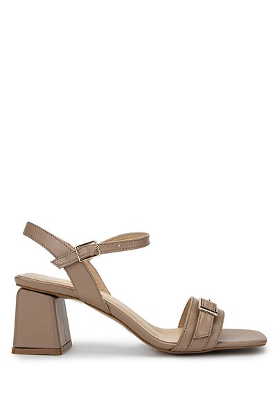 Tamer Tanca Women's Genuine Leather Beige Heeled Shoes